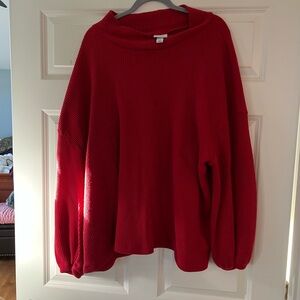 Ava & Viv Waffle Knit Pullover Red 4x